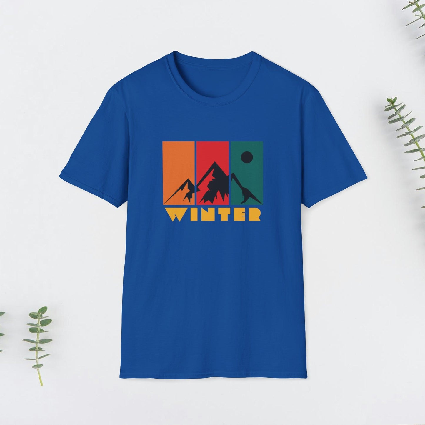 Unisex T-Shirt 'Mountain Winter Retro Design' ๐๏ธโ๏ธ โ Outdoor - Style, Softstyle, Komfortabel - T-Shirt | Jetzt bestellen bei PrintHub Horizon