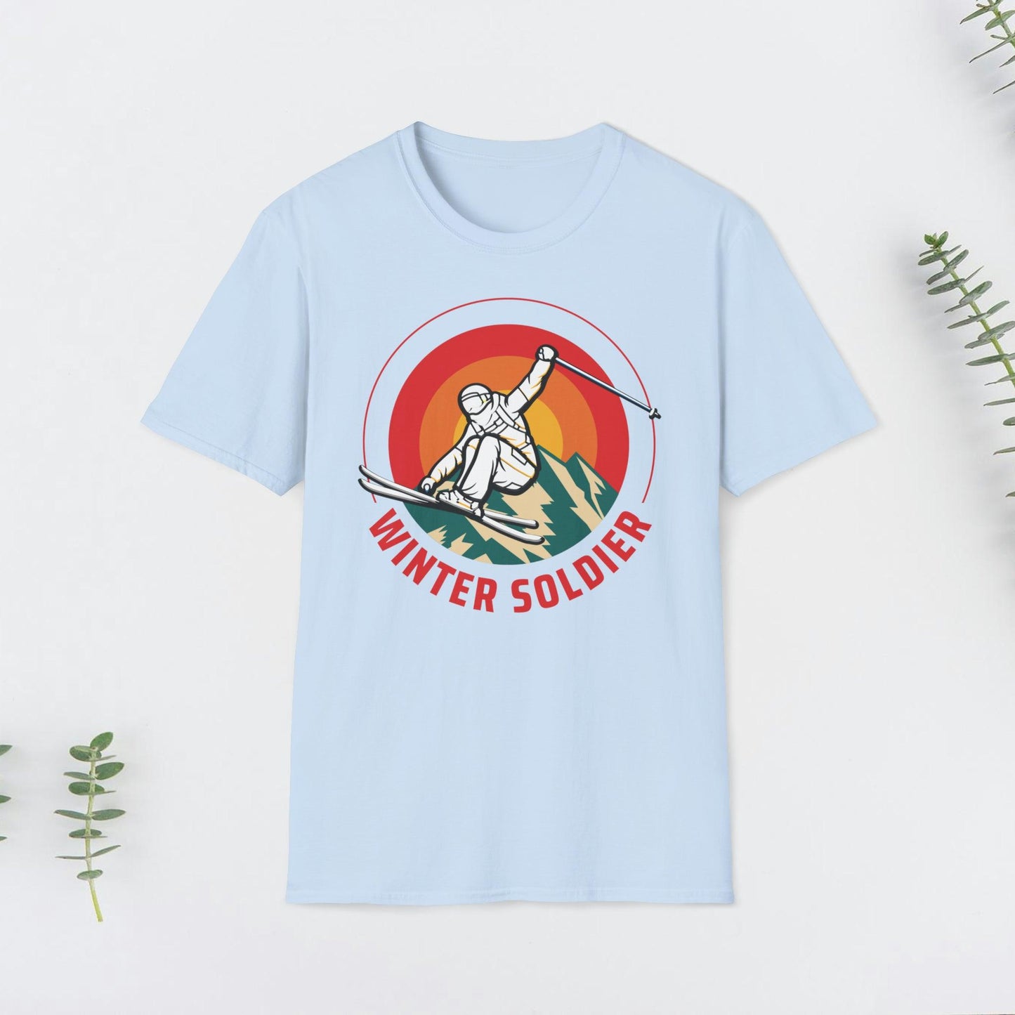 Mountain Ski, "Winter Soldier", Retro Design, Unisex Softstyle T-Shirt - PrintHub Horizon