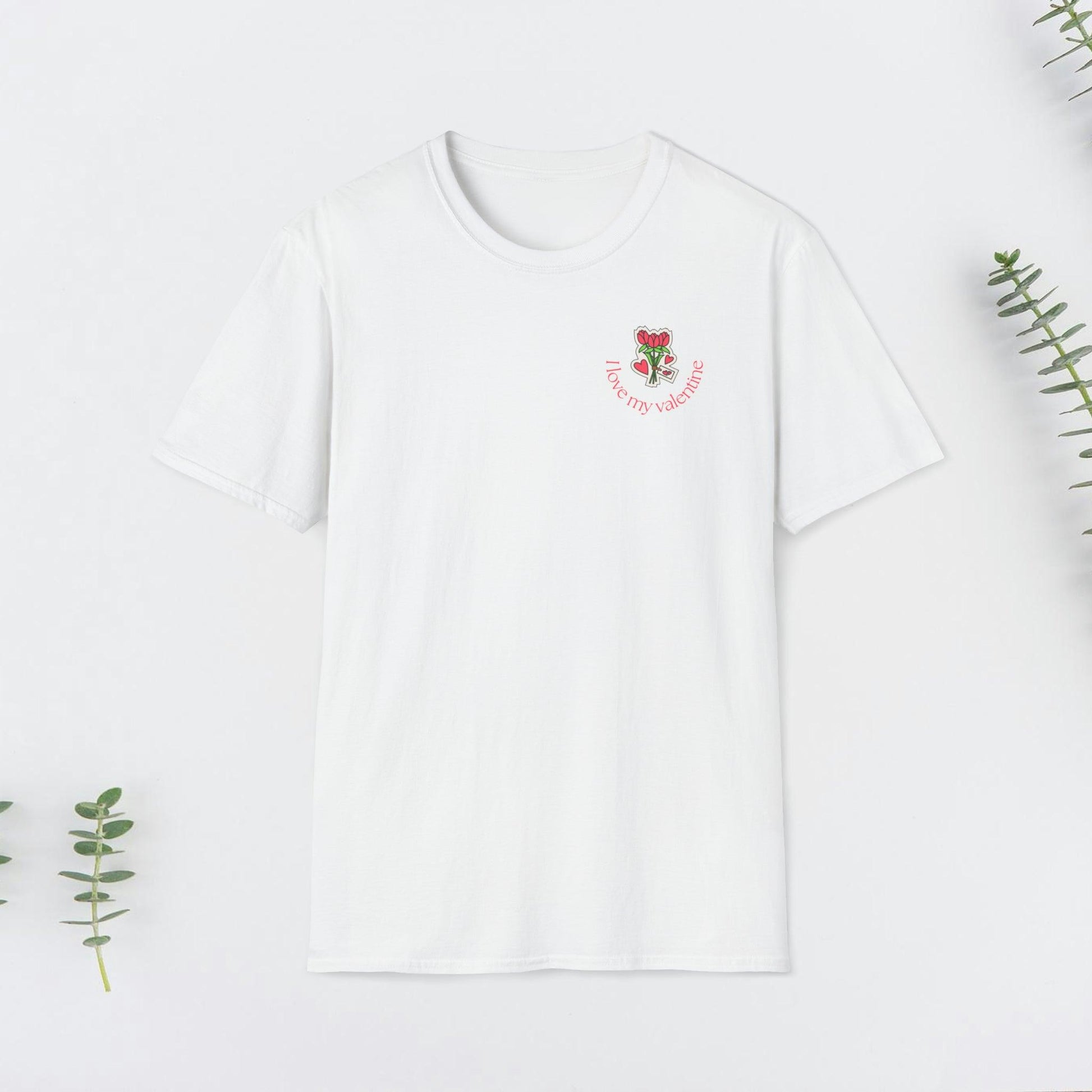 Valentines Day, Cute little I love my valentine Flowers Design, Unisex Softstyle T-Shirt - PrintHub Horizon