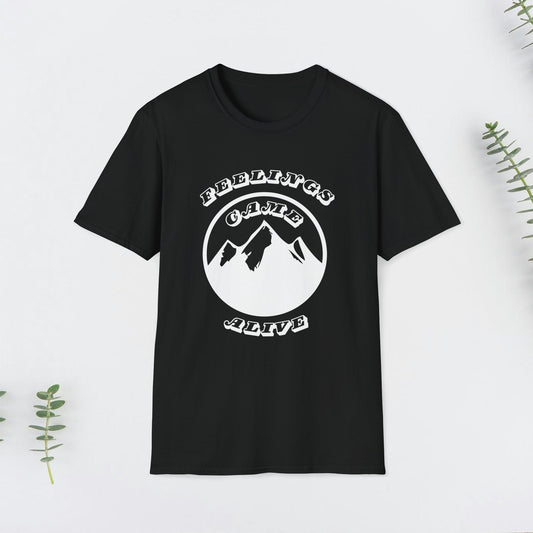 Mountain "Fellings came alive" motivation, Unisex Softstyle T-Shirt - PrintHub Horizon
