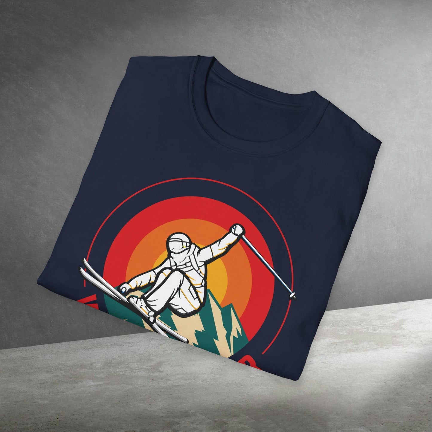 Mountain Ski, "Winter Soldier", Retro Design, Unisex Softstyle T-Shirt - PrintHub Horizon