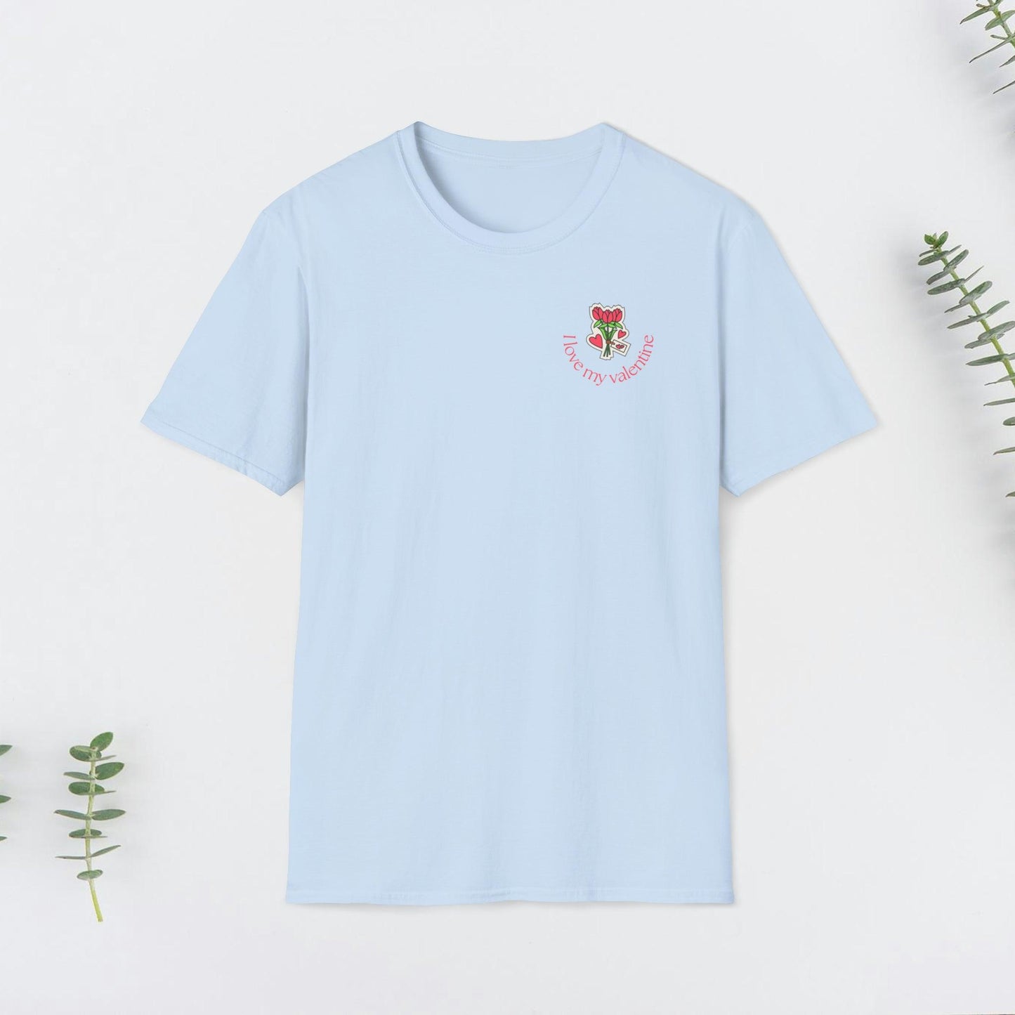 Valentines Day, Cute little I love my valentine Flowers Design, Unisex Softstyle T-Shirt - PrintHub Horizon