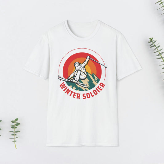 Mountain Ski, "Winter Soldier", Retro Design, Unisex Softstyle T-Shirt - PrintHub Horizon
