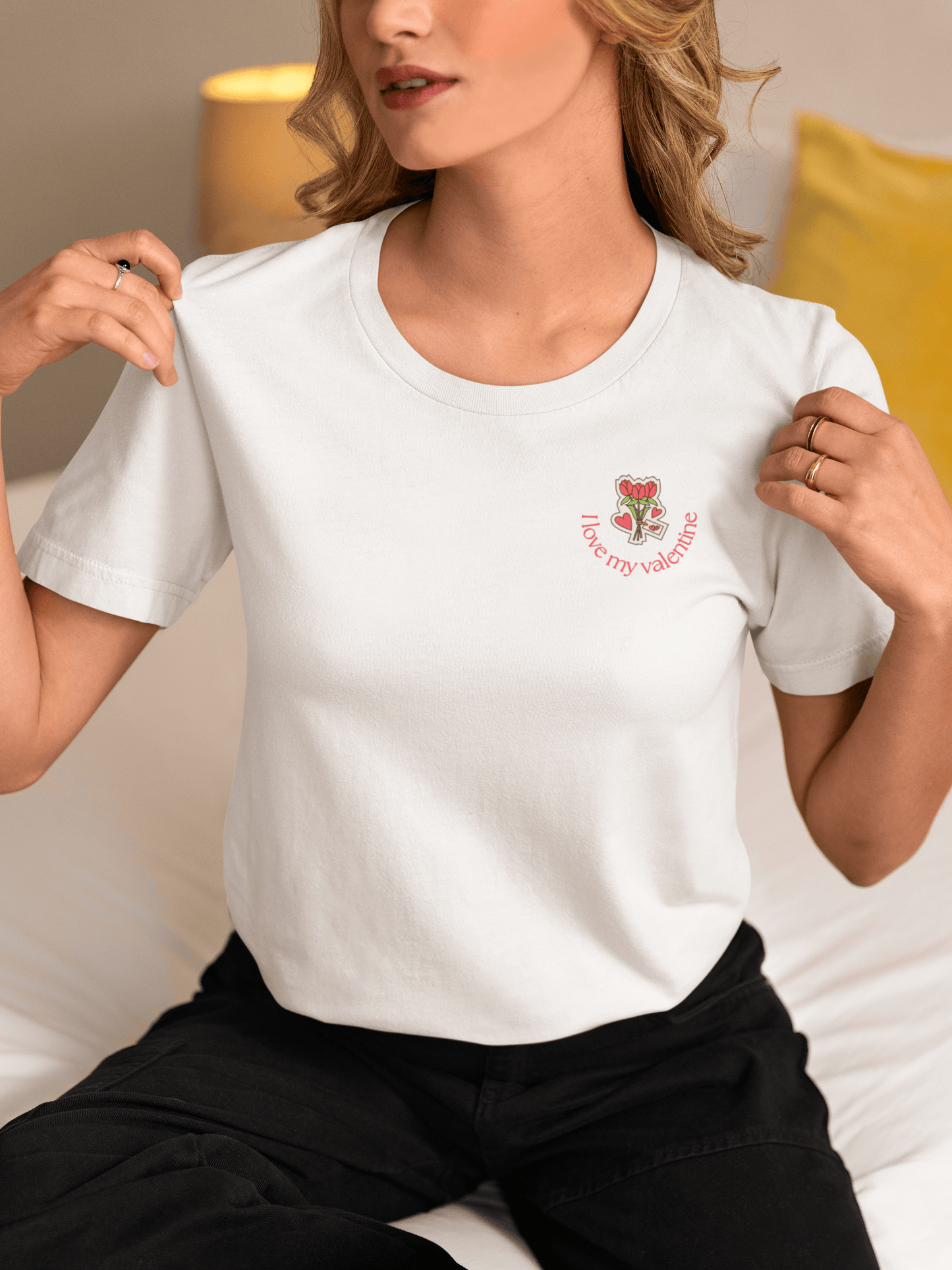 Valentines Day, Cute little I love my valentine Flowers Design, Unisex Softstyle T-Shirt - PrintHub Horizon