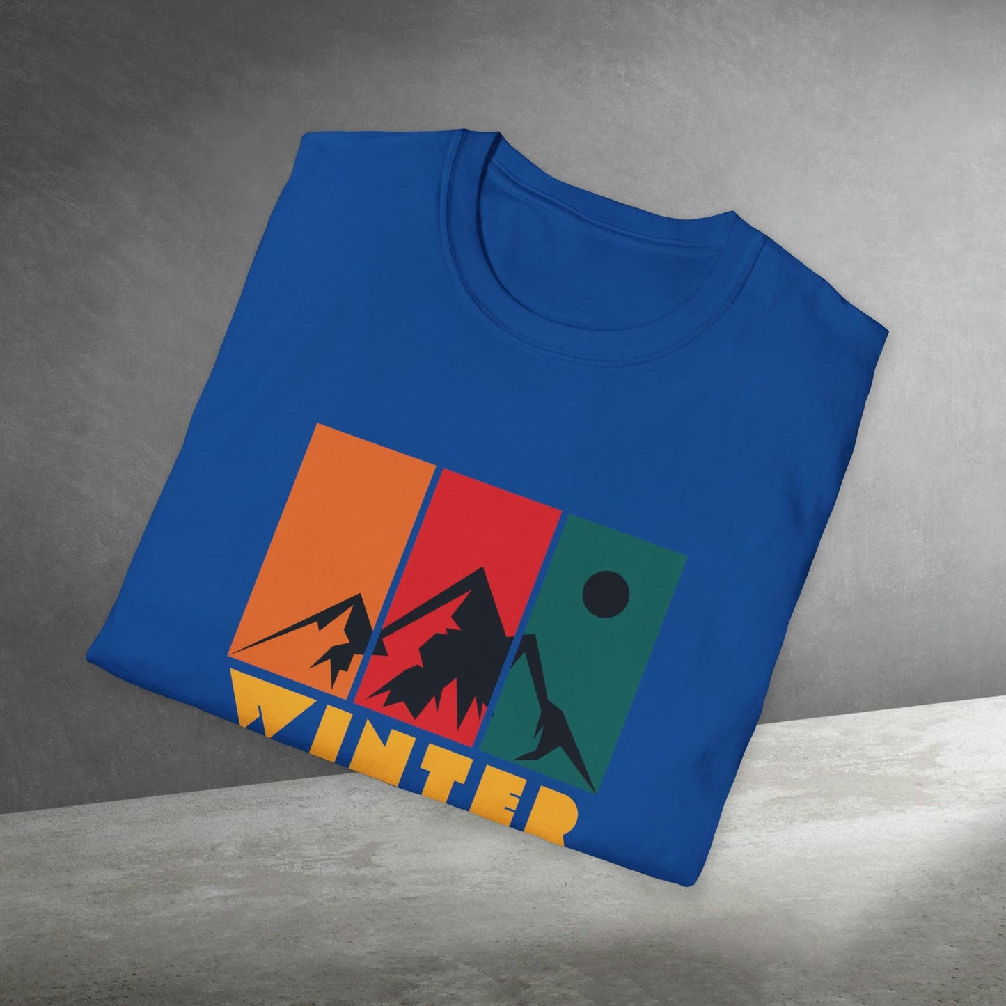 Unisex T-Shirt 'Mountain Winter Retro Design' 🏔️❄️ – Outdoor - Style, Softstyle, Komfortabel - T-Shirt | Jetzt bestellen bei PrintHub Horizon